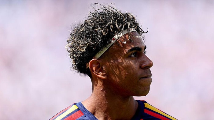 Lamine Yamal #19 dari Spanyol saat pertandingan final Piala Dunia FIFA 2026 antara Spanyol dan Argentina di New York New Jersey Stadium pada 19 Juli 2026 di East Rutherford, New Jersey.