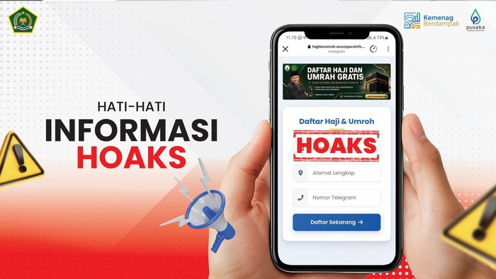 Hoaks Pendaftaran Haji dan Umrah Gratis Catut Nama Kemenag