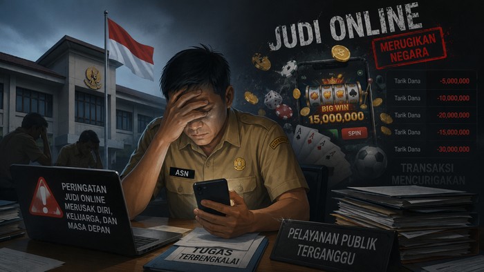Ilustrasi ASN terindikasi main judi online (dibuat dengan AI)