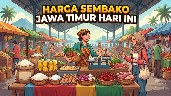 Ilustrasi harga sembako Jawa Timur hari ini.