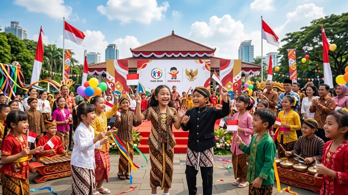Ilustrasi kegiatan dalam rangka merayakan Hari Anak Nasional 2026.