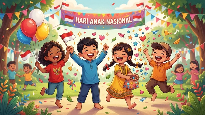 Ilustrasi ucapan Hari Anak Nasional 2026.