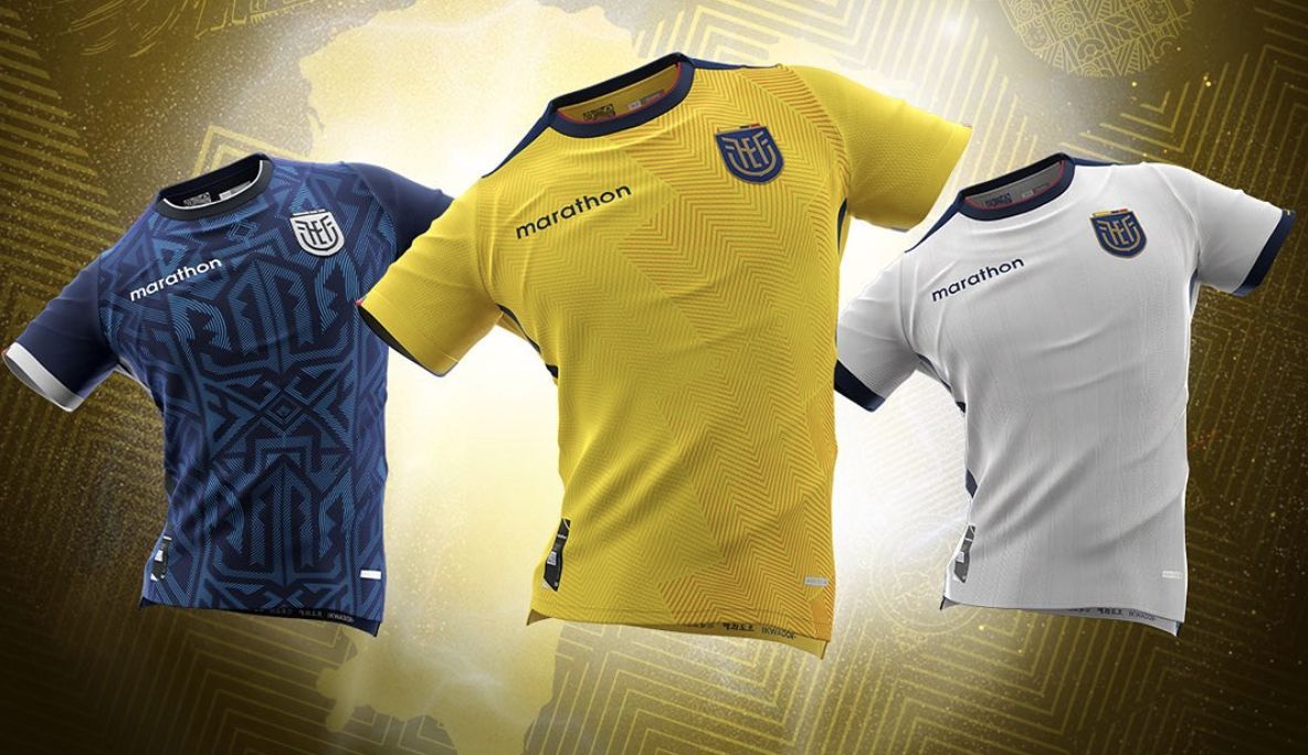 Jersey Timnas Ekuador produksi dari marathon sports. Jersey Timnas Ekuador produksi dari marathon sports. (Instagram/marathon_Ecuador)