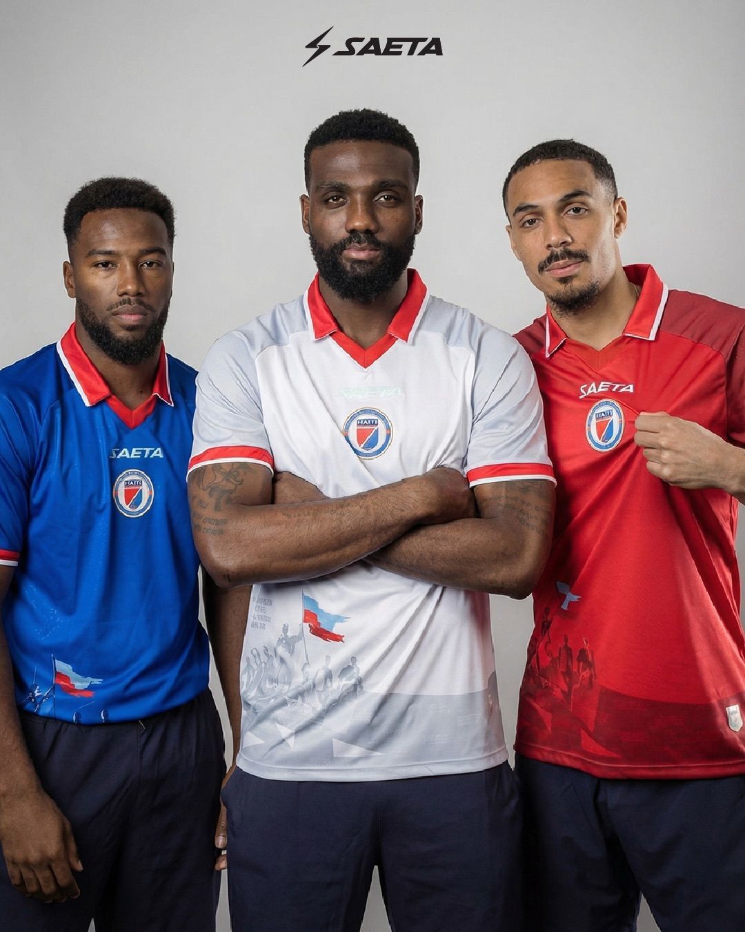 Jersey Timnas Haiti produksi dari Saeta USA. Jersey Timnas Haiti produksi dari Saeta USA. (Instagram/saetausa)