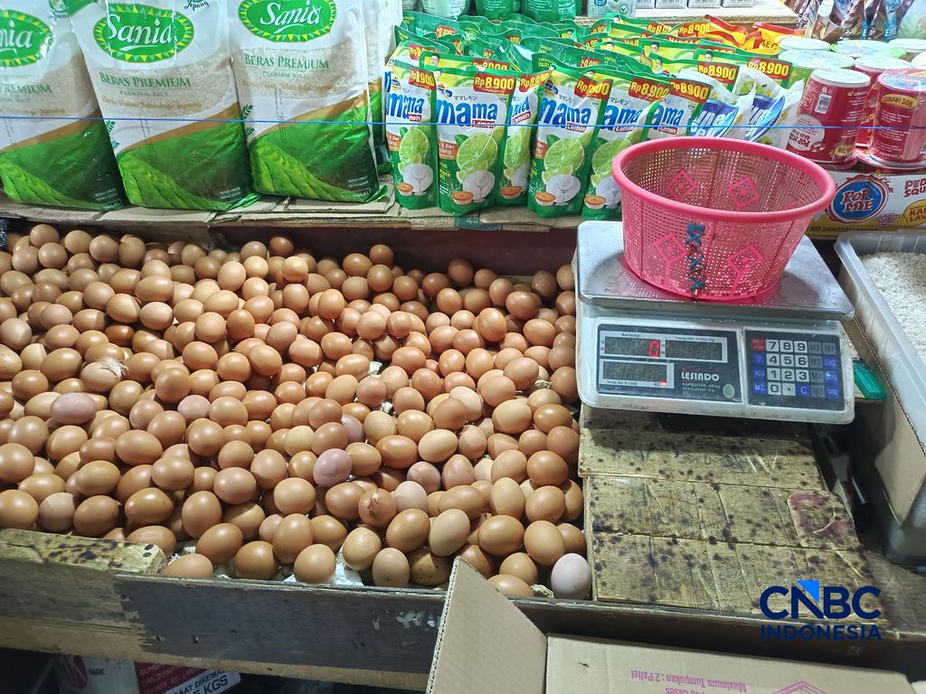 Pantauan harga pangan di Pasar Rumput, Jakarta Selatan, Selasa (21/7/2026). (CNBC Indonesia/Martyasari Rizky)