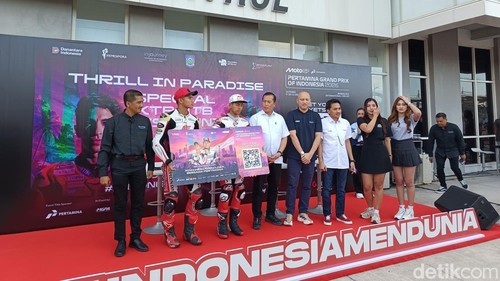 Peluncuran promo tiket MotoGP 2026 di Sirkuit Mandalika, Lombok Tengah, NTB, Selasa (21/7/2026). (Foto: Edi Suryansyah/detikBali)