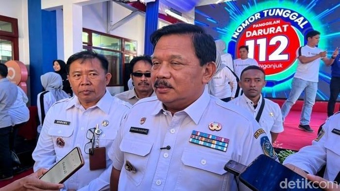 Bupati Nganjuk, Marhaen Djumadi usai peluncuran Panggilan Darurat 112