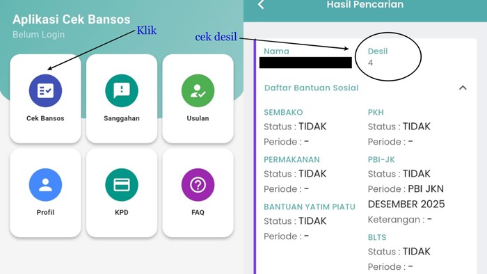 Hasil Cek Desil Bansos