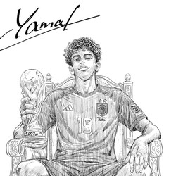 Komikus Jepang Bikin Ilustrasi Lamine Yamal Pegang Piala
