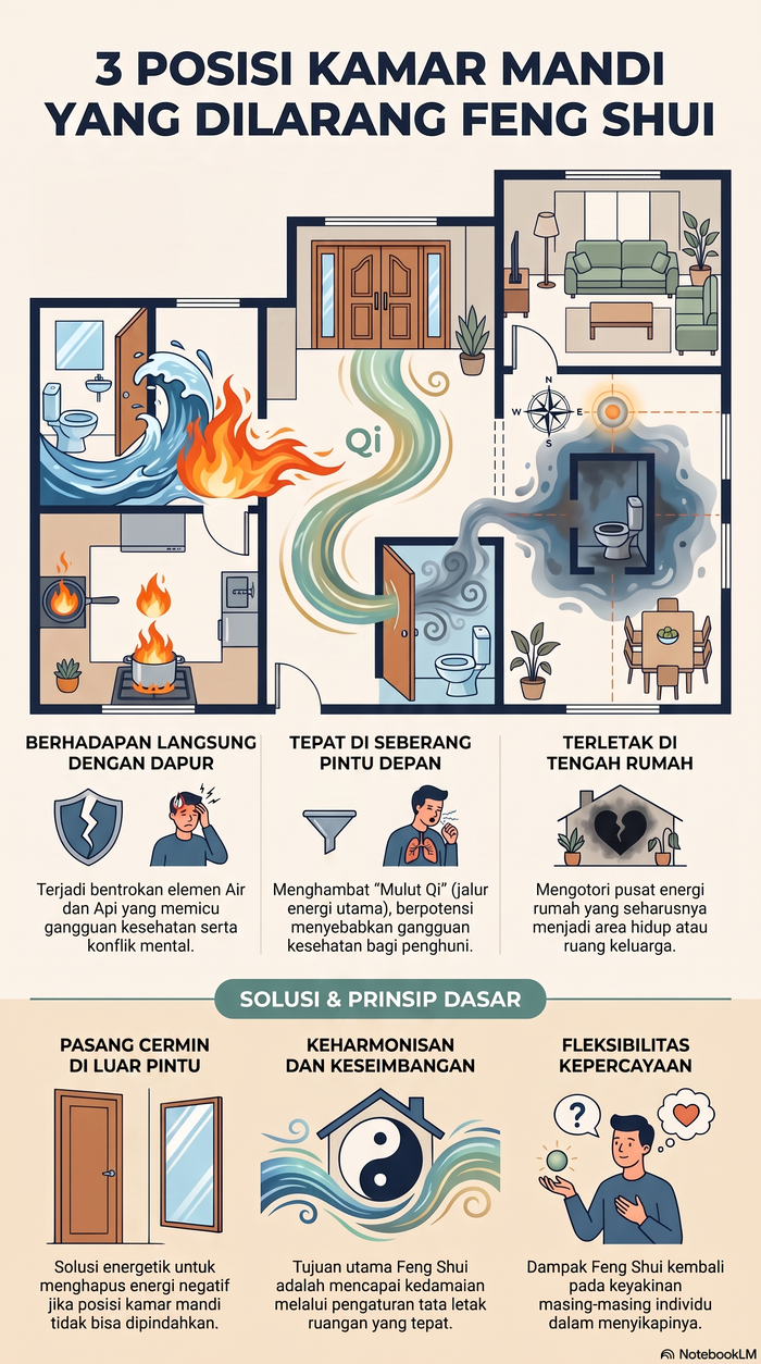 Infografis 3 Posisi Kamar Mandi yang Dilarang Feng Shui