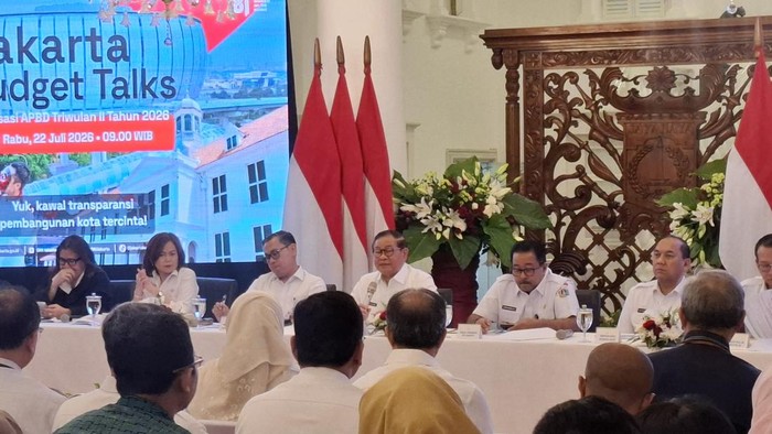 Jakarta Budget Talks: Menavigasi APBD Jakarta: Perkuat Kinerja, Kepentingan Publik Terjaga di Balairung Balai Kota DKI Jakarta, Rabu (22/7). (Brigitta/detik)