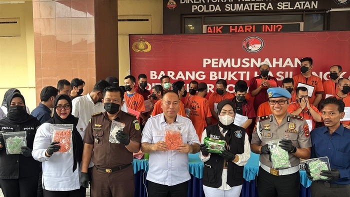 Polda Sumsel Musnahkan Barang Bukti Narkotika Senilai Rp 7,9 Miliar