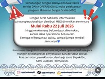 Dana Operasional Belum Cair, Layanan MBG di SPPG Bumi Agung Lampung Disetop