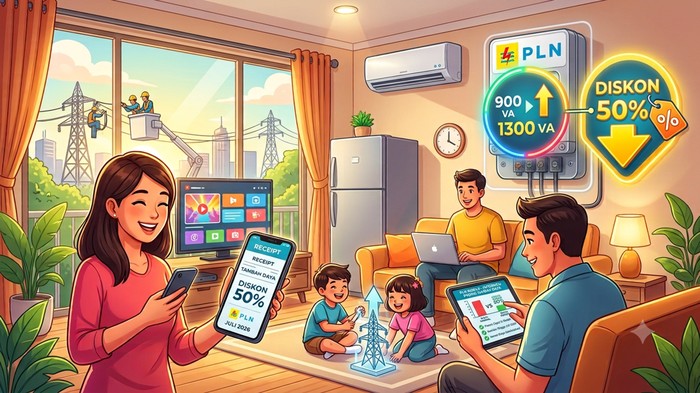 Ilustrasi diskon listrik 50 persen PLN.