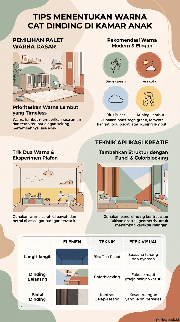 Infografis cara menentukan warna cat kamar anak yang tepat