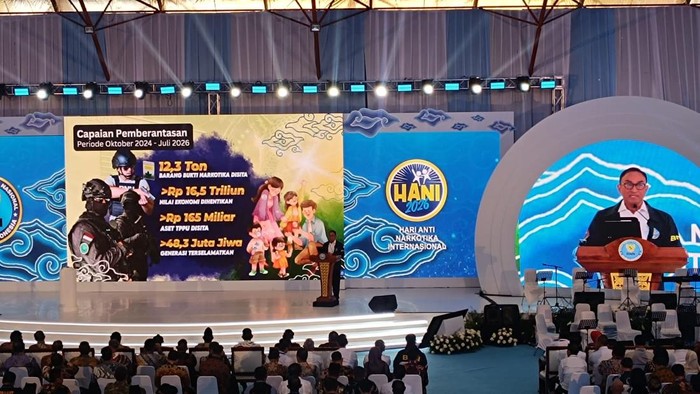 Kepala BNN dalam peringatan Hari Anti Narkotika Internasional di Lido, Bogor (Rizky/detikcom)