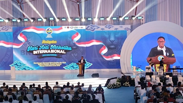 Kepala BNN dalam peringatan Hari Anti Narkotika Internasional di Lido, Bogor (Rizky/detikcom)