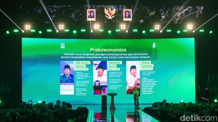 PKB Usung Tema Prabowonomics, Prabowo Tegaskan Arah Ekonomi Nasional Presiden Prabowo Subianto berpidato dalam peringatan Harlah ke-28 PKB di Jakarta International Convention Center, Jakarta, Kamis (23/7/2026). Prabowo Subianto buka suara soal arah pembangunan ekonomi nasional di bawah kepemimpinannya, yaitu menjalankan Pasal 33 dan 34 Undang-Undang Dasar (UUD) 1945.