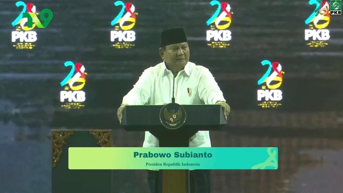 Presiden Prabowo di Harlah ke-28 PKB, JCC, Senayan, Jakarta, Kamis (23/7/2026).