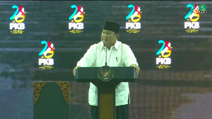Presiden Prabowo Subianto menghadiri Harlah ke-28 PKB, di JCC, Senayan. (YouTube PKB)