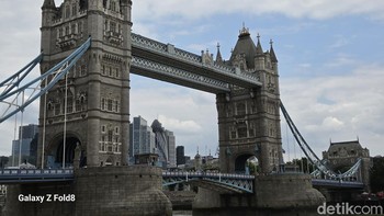 Samsung menyematkan kamera utama 50 MP dan kamera ultrawide 50 MP di Galaxy Z Fold8. Ini adalah hasil foto dengan setting standar, mengabadikan Tower Bridge London. Foto: Fino Yurio Kristo/detikinet