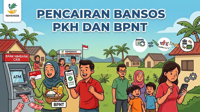 Ilustrasi pencairan bansos PKH dan BPNT.