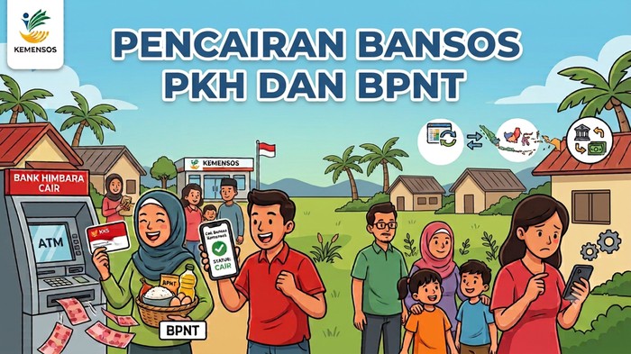 Ilustrasi pencairan bansos PKH dan BPNT.