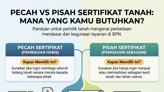 Infografis PEcah vs Pisah Sertifikat Tanah