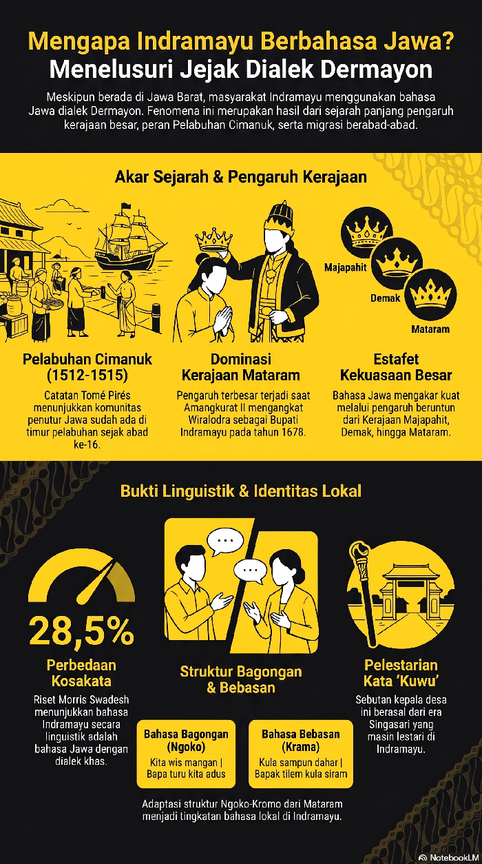 Infografis penjelasan soal Indramayu berbahasa Jawa meski di Jabar.