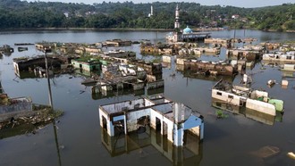 Kemarau Singkap Jejak Kampung Tenggelam di Bendungan Karian