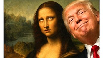 Mona Lisa tampak gusar, perhatian untuknya jadi terbagi. Foto: PorterLandrum via Bored Panda