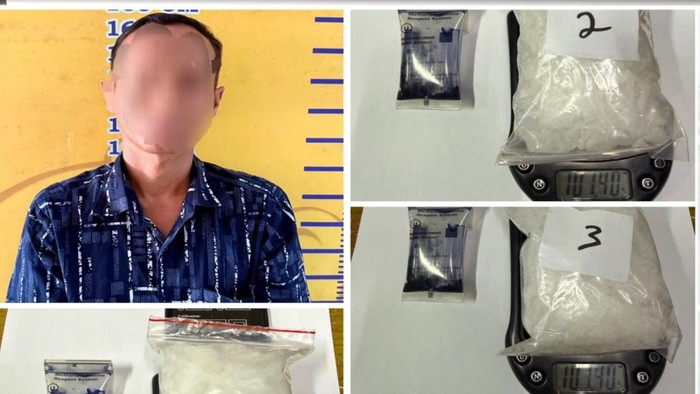 Pengedar narkoba dan barang bukti yang diamankan polisi