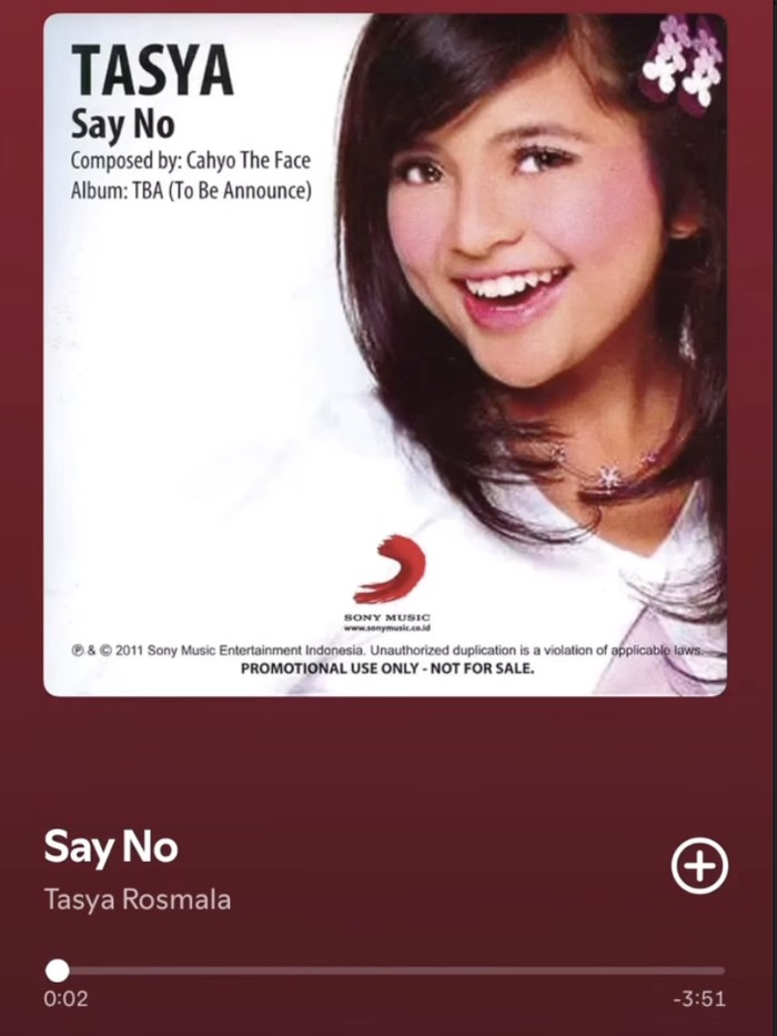 Lagu Say No yang dipopulerkan Tasya Kamila 15 tahun lalu viral