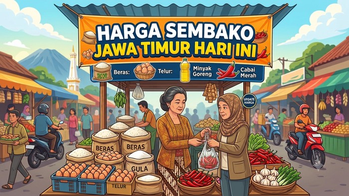 Ilustrasi harga sembako Jawa Timur hari ini.