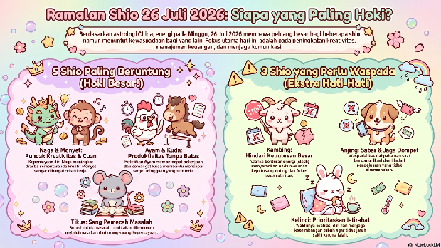 Infografis Ramalan Shio 26 Juli 2026. Infografis Ramalan Shio 26 Juli 2026.