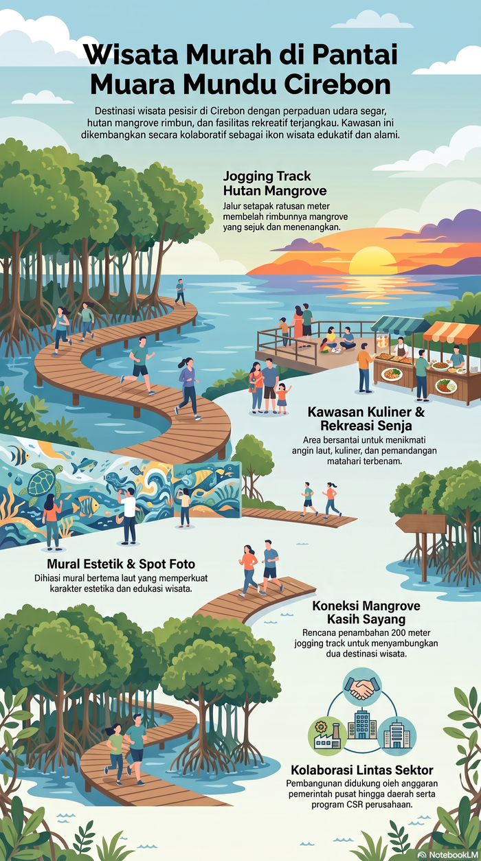 Infografis Wisata Pantai Muara Mundu Cirebon