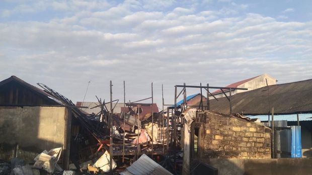Sisa kebakaran di Martapura hanguskan delapan rumah di Banjar. (Istimewa)