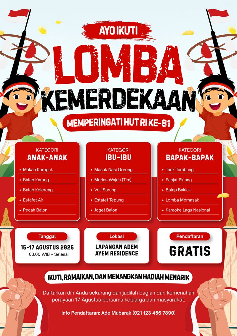 Pamflet lomba 17 Agustus Pamflet lomba 17 Agustus