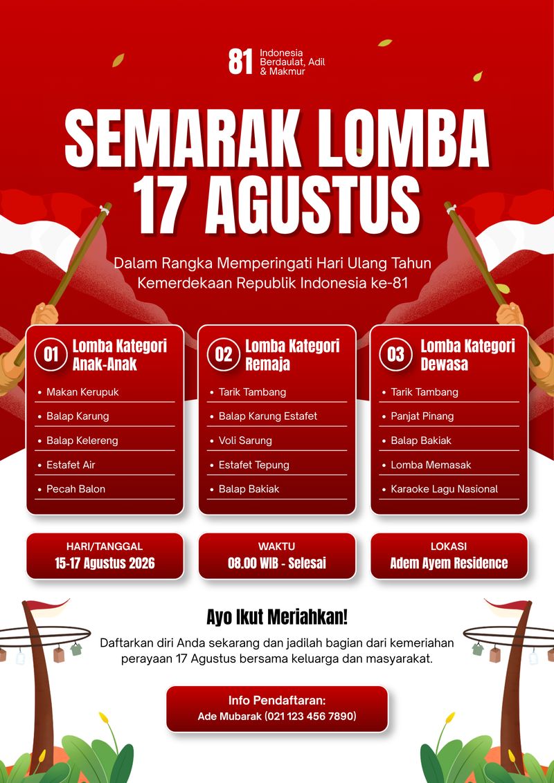 Pamflet lomba 17 Agustus