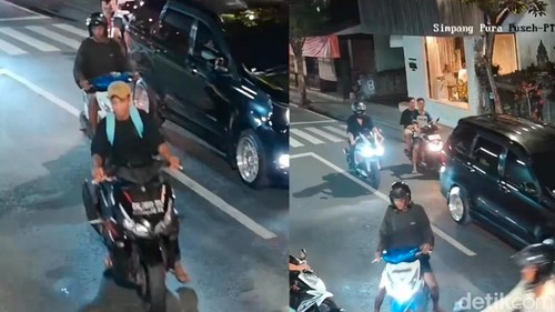 Aksi pencurian motor dua orang di Jalan Pantai Berawa, Tibubeneng, Badung terekam CCTV.