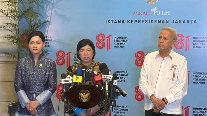 Penjabat sementara Gubernur BI Destry Damayanti di kompleks Istana Kepresidenan, Jakarta, Senin (27/7/2026).