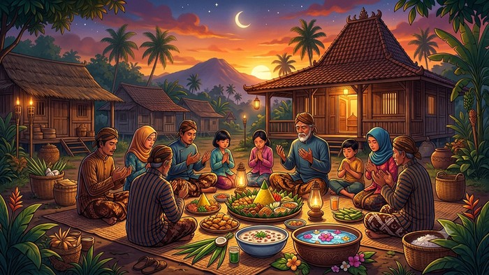 Ilustrasi amalan-amalan yang dianjurkan dikerjakan di hari Rebo Wekasan.