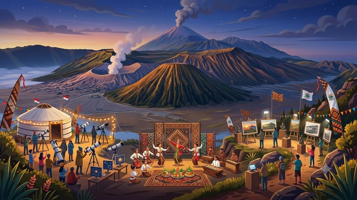 Ilustrasi event di Bromo bulan Agustus 2026.