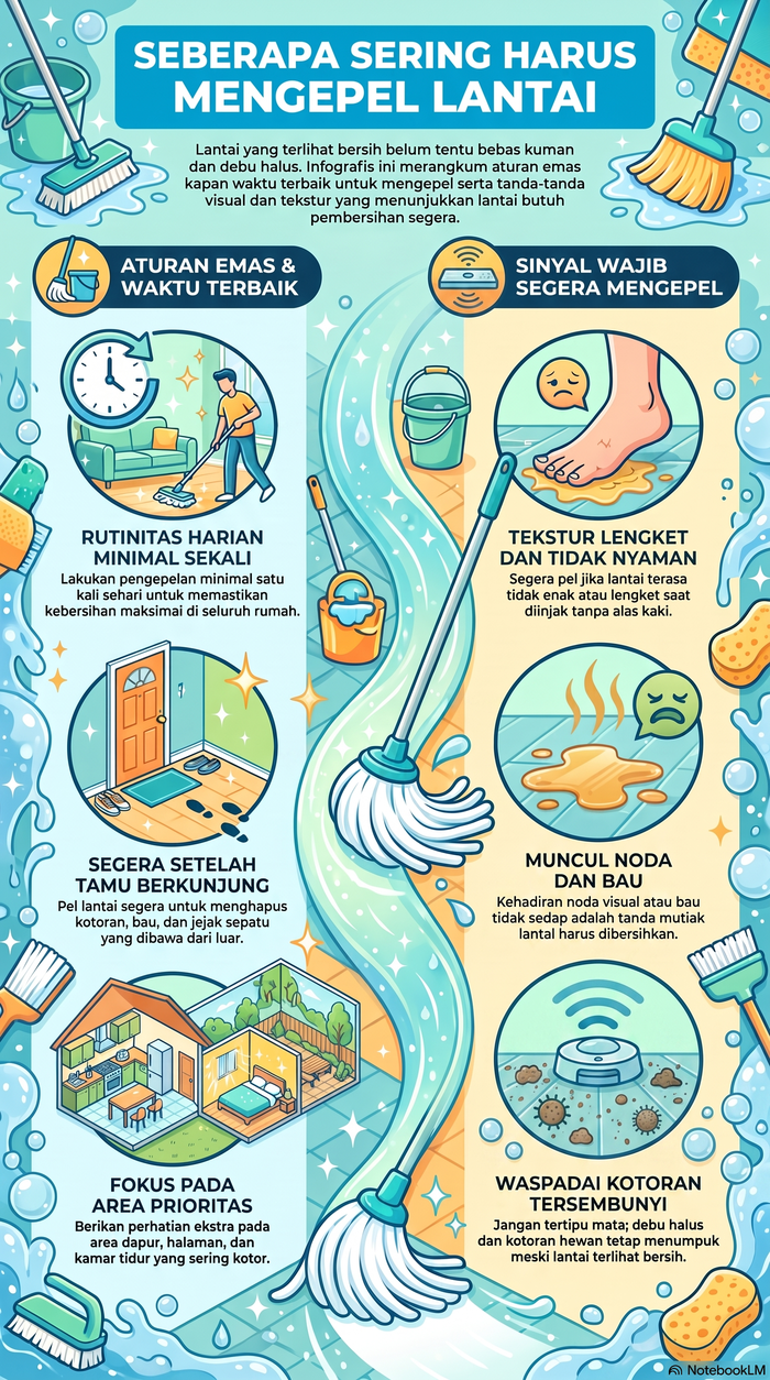 Infografis seberapa sering mengepel lantai