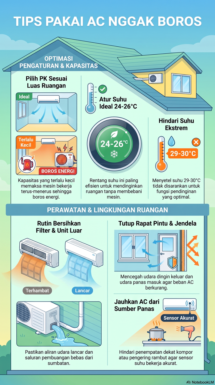 Infografis tips pakai AC yang hemat