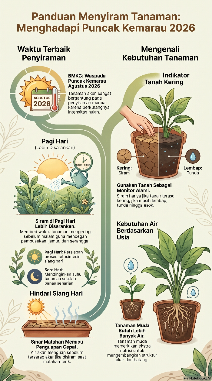 Infografis waktu terbaik siram tanaman