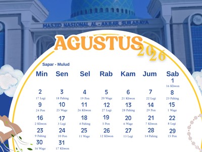 Kalender Jawa 31 Agustus 2026, Simak Watak Weton Senin Kliwon