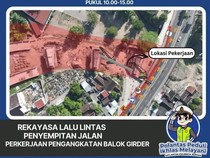 Ada Pemasangan Girder, Hindari Jalan Solo-Jogja Barat RS Panti Rini Sleman