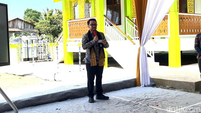 Direktur Keuangan dan Manajemen Risiko AirNav Indonesia Oscar Syahbana saat peresmian Rumah Inspirasi, Selasa (28/7/2026). (Finta Rahyuni/detikSumut)