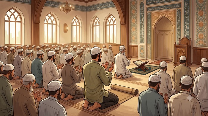 Ilustrasi berdoa setelah sholat fardhu.
